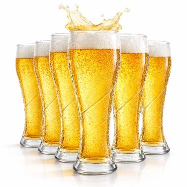 Набір келихів для пива 400 мл, безсвинцеве скло, спіралевидний дизайн, стійкі до температур та посудомийки, 6 шт.