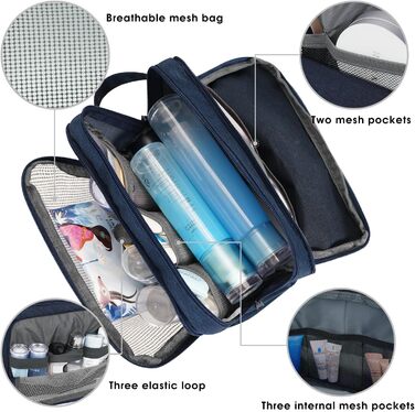 Чоловічий дорожній набір для туалетних речей WANDF, косметичка-органайзер для подорожей (Denim Pure Marineblau)