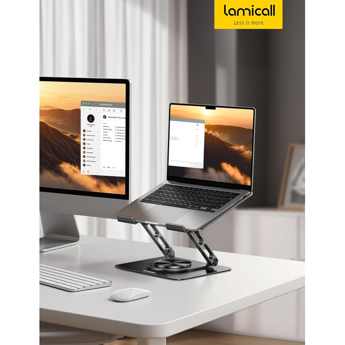 Підставка для ноутбука Lamicall, регульована - 360° обертання, складна, алюмінієва - для столу/офісу, універсальна ергономічна підставка для Macbook Pro Air, 10-17,3' (чорний)