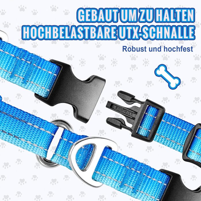 Нашийник для собак Martingale, світловідбиваючий, з зупиняючою функцією, для великих, середніх та маленьких собак, нейлон, блакитний, розмір L