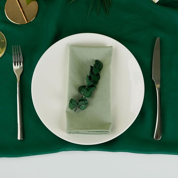 INFEI Linen-Blend Napkins, Solid Color, 40 x 40 cm, for Easter Parties, Events, and Home Use, 12 Pieces (Lime Cream)