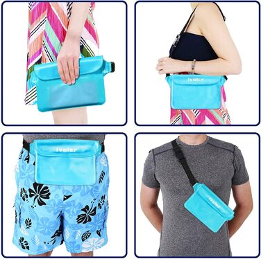 Водонепроникна поясна сумка-мішок з водонепроникним чохлом для телефону, універсальна пляжна сумка з кишенею для телефону, для водного спорту, пляжу, плавання, катання на човні (Світло-блакитний)