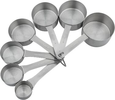 Measuring Cup and Spoon Set - 18 Piece, 18/8 (304) Stainless Steel, Robust Material - 7 Measuring Cups, 8 Measuring Spoons, 1 Leveler, 2 Rings