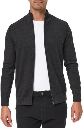 Чоловічий кардиган Indicode з V-подібним вирізом та стоячим коміром, 80% бавовна, великий розмір XL, сірий мікс