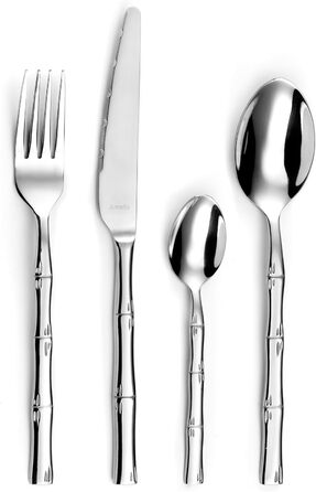 Amefa Karma Cutlery Set | round handle design with bamboo decoration | 24-piece | dinner cutlery for 6 people