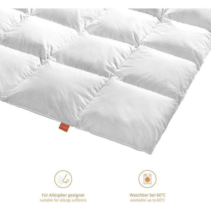 sleepling 194629 light summer down duvet, new white down (90%) and feathers (10%), Made in EU, Ökotex, Downpass, 135 x 200 cm, white 135 x 200 cm light