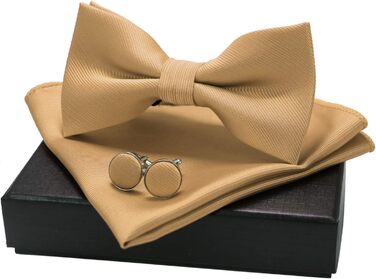 Набір краватка-метелик, нагрудна хустинка та запонки JEMYGINS (золотий)