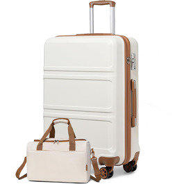 Набір валіз та сумок KONO: ручна валіза 55 см + сумка для ручної поклажі Ryanair (40x20x25 см), кремовий