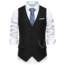 Чоловіча жилетка Miaikvs M117 чорного кольору, без рукавів, V-подібний виріз, для весілля, ділових зустрічей та повсякденного стилю