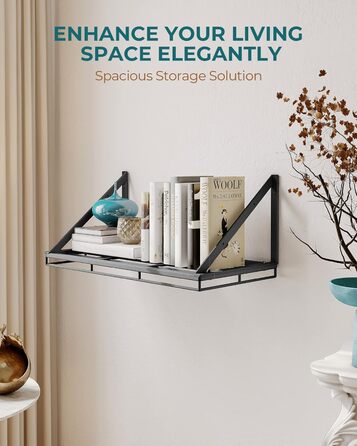 OROPY Pot Rack, 3-Tier Iron Kitchen Shelf, Wall Mount, Pan Holder with 12 Hooks, 60 * 29.5 * 24.5cm, Kitchen Utensil Holder, Kitchen Wall Shelf for Pots and Pans