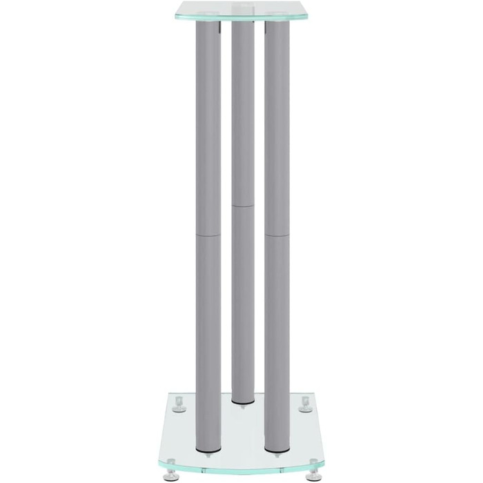 Підставка для динаміків vidaXL, 2 шт., чорно-срібна, з 3 колонами, з антиковзкими ніжками, з міцного загартованого скла