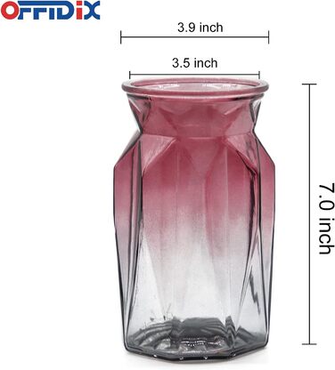 Скляна ваза OFFIDIX з градієнтом кольорів, багатокольорова, геометричний дизайн, для квітів, декору, весіль, свят, офісу або дому