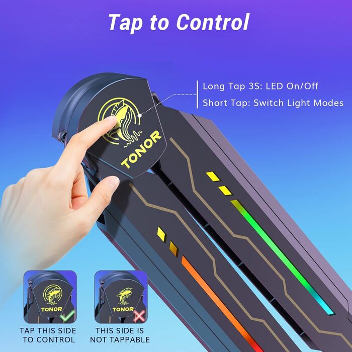Підставка для мікрофона TONOR з RGB підсвічуванням, сенсорне регулювання, 11 режимів світла, сумісна з усіма мікрофонами, модель T90