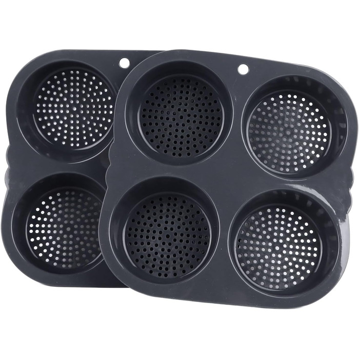 Dpofirs Loaf Pan with Four Cups, Mini Burger Buns Made of Food-Grade Silicone Material, Burger Buns Baking Mold with Non-Stick Coating, High Heat Resistance for Bread and Buns
