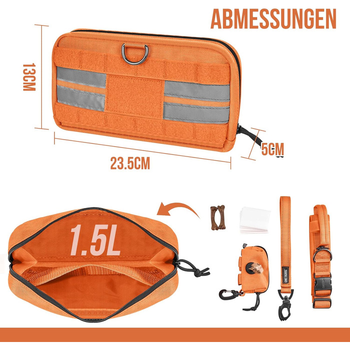 Футляр для корму OneTigris для собак (23,5x13x5 см), 2 шт., MOLLE система, тактичне спорядження, тренування, оранжевий