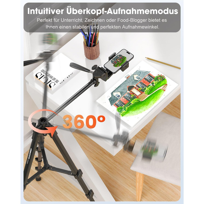 Штатив горизонтальний CAMBOFOTO 185 см для iPhone/камери, гнучкий, для відеозйомки, з сумкою