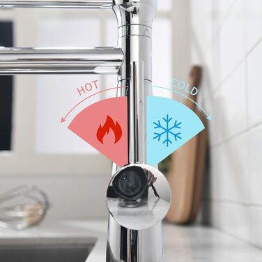 Змішувач кухонний LED Chrome з висувною лійкою, 360° поворот, 2 виходи, для кухні