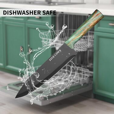 Набір кухонних ножів Messerblock з 16 частинами: ножі, обробна дошка, захист пальців, точилка та кухорізаки. Професійний набір для дому (зелений)