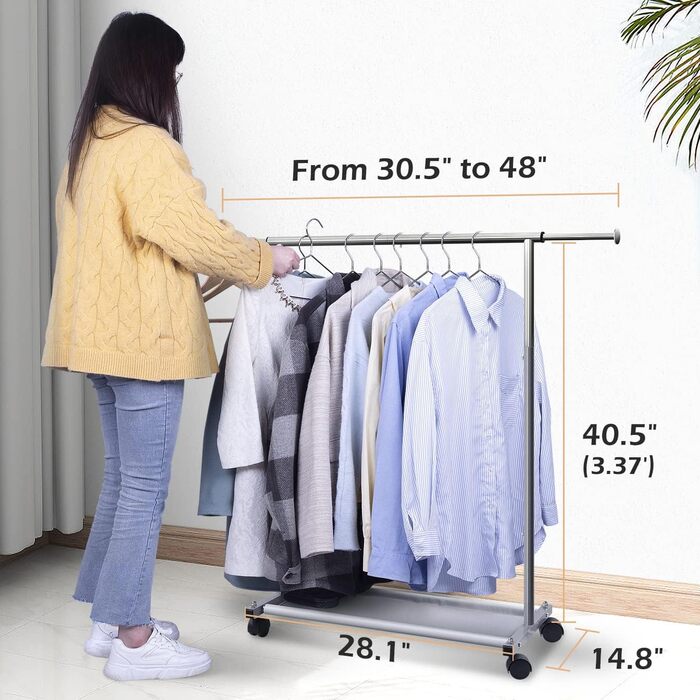 MISSLO Small Clothes Rack for Hanging Clothes, Rolling Garment Rod Stable for Kids, Toddler, Baby, Little Girls, Adults (Silver)