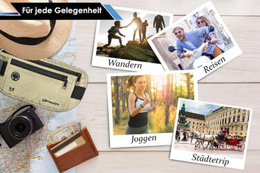 Чоловіча та жіноча бананка - ультратонкий дизайн - для телефонів до 7 дюймів - поясна сумка для спорту, подорожей та бігу (Бежева)