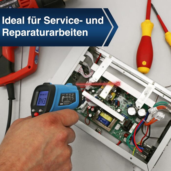 Інфрачервоний термометр PeakTech P 4940 – вимірювання від -50°C до 600°C з лазером, функція Auto-Hold, інструкція та батарейки в комплекті