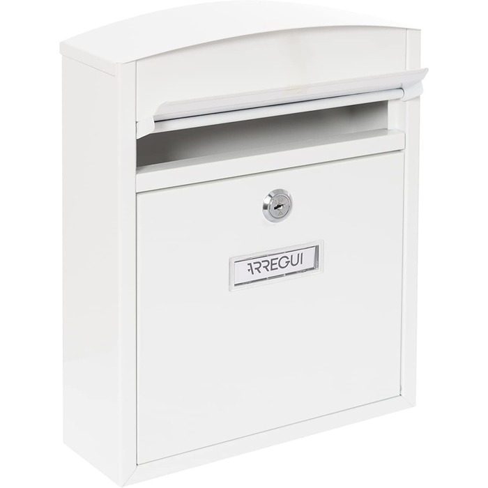 Поштовий ящик ARREGUI Compact E5731 сталевий, білий (S, DIN A5), настінний, водонепроникний, з табличкою для імені, 2 ключі, легкий монтаж