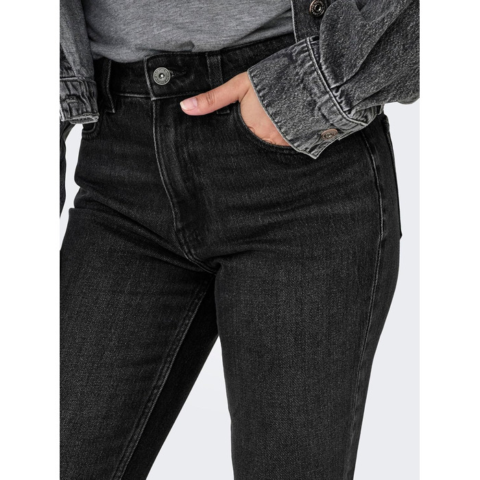 Жіночі джинси прямого крою ONLY ONLEMILY, висока талія, чорний денім, 32W/32L
