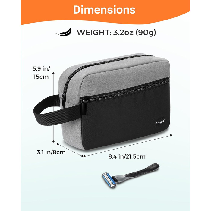 Чоловіча дорожня туалетна косметичка, водонепроникна, з кишенею для гоління та ручкою, органайзер для косметики, спортзал, душ, ванна кімната, подарунок для чоловіків, чорно-сіра