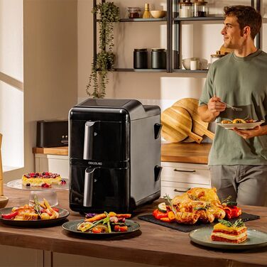 Фритюрниця Cecotec Cecofry DuoLevel 10000: 10 л, 2 контейнери, вертикальний дизайн, 10 меню, Touchscreen, чорний