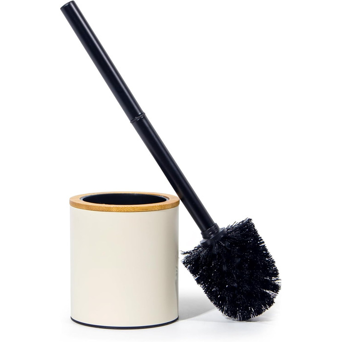 Набір для туалету Greelue: щітка для унітазу з дерев'яною ручкою та підставкою з нержавіючої сталі, бежевий