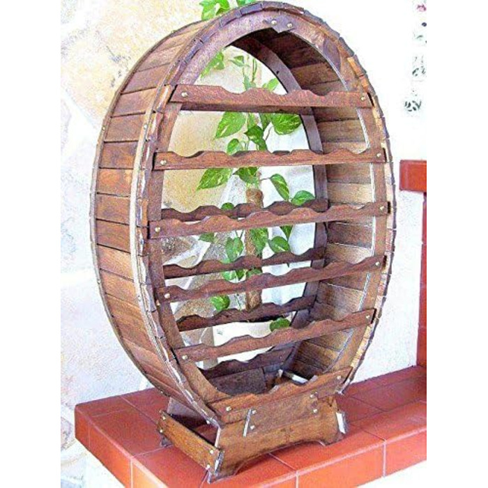 DanDiBo Wine Rack Barrel for 24 Bottles, Brown Stained, Bar Bottle Stand Barrel Bottle Holder Bottle Shelf