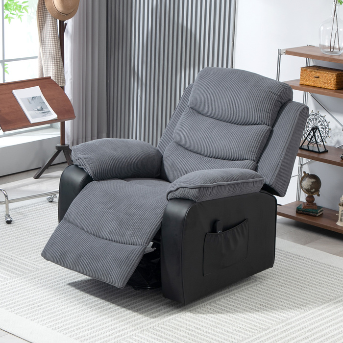 HOMCOM Power Lift TV Chair with Lifting Assistance, Electric Recliner with Lie-Flat Function, Pocket Spring, TV Chair with Footrest, Side Pocket and Remote Control, Dark Grey | Aosom