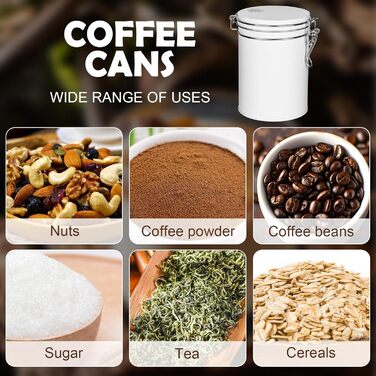 Кавова банка з нержавіючої сталі 450 мл з клапаном, вакуумна, для кави, чаю, горіхів, какао, зберігання (біла)