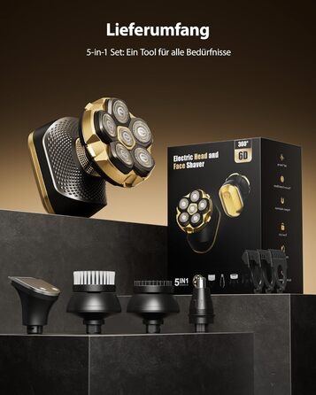 Машинка для стрижки волосся чоловіча електрична 5-в-1 Titan (Gold) IPX7, USB-C, LED-дисплей