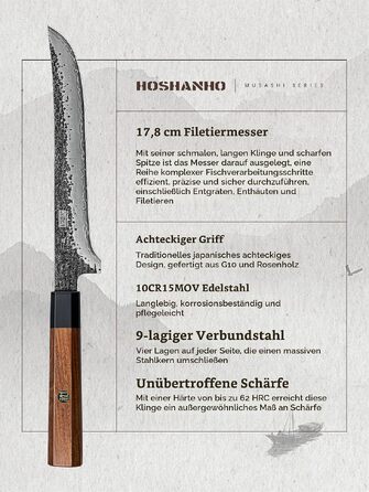 Професійний японський кухонний ніж HOSHANHO Gyuto 20 см для м'яса та овочів, ніж-шеф