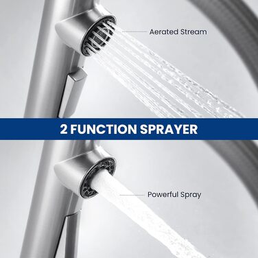 Змішувач кухонний висувний CECIPA з донним виливом, нержавіюча сталь, 2 режими, 360° оберт, високий тиск