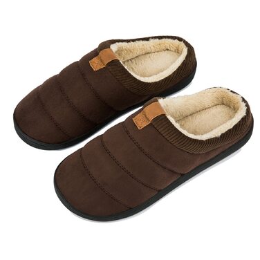 Чоловічі тапочки зимові теплі м'які комфортні з меморі-піною, антиковзні для дому та вулиці (39/40 EU, Кофе)