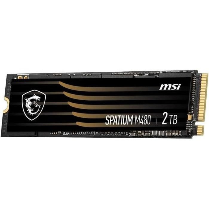 SSD MSI Spatium M480 2TB PCIe 4.0 NVMe M.2 - Внутрішній твердотільний накопичувач, 7000 МБ/с читання, 6800 МБ/с запис, 3D NAND, гарантія 5 років (1400 TBW)