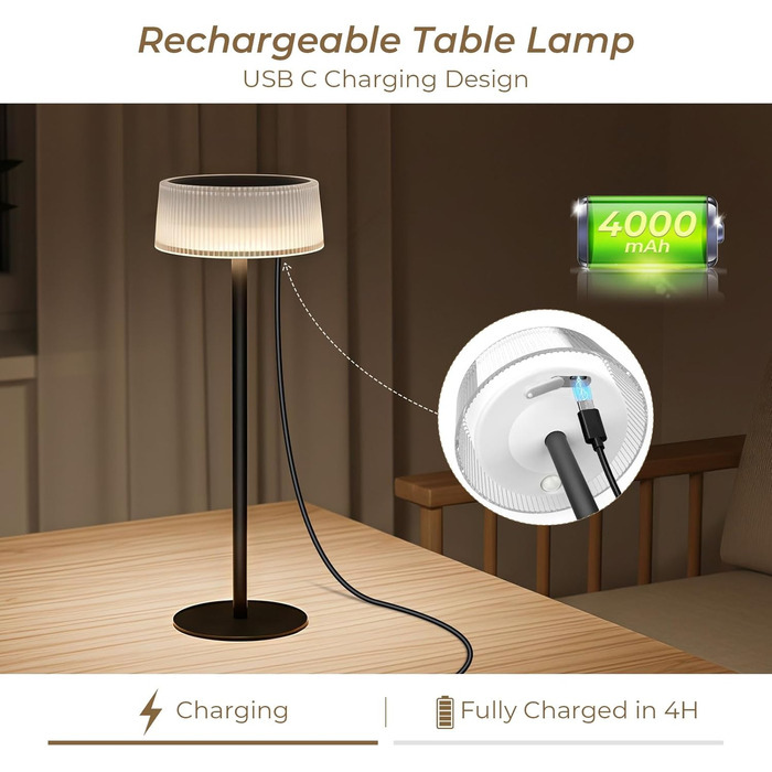 Світлодіодний акумуляторний настільний світильник Lacasa Solar 2 шт, димується, водонепроникний IP67, для дому, саду, спальні