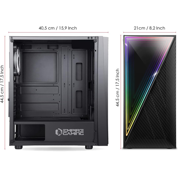 Корпус для ПК Empire Gaming Gamer Crystal – Чорний, ARGB, Mid-Tower, ATX/Micro ATX/ITX, 3D-дзеркальний ефект, RGB вентилятори