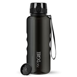 Пляшка для води 720°DGREE 'uberBottle' з ситечком, Tritan, 350мл-2л, чорна. Спортивна, дитяча, для фітнесу, школи, велосипеда, BPA-Free