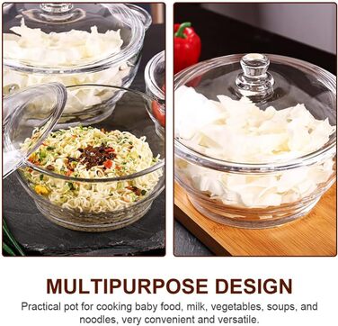 Cabilock Glass Pot Soup Pot Glass Pot Induction Pot Glass Pan Heat-Resistant Glass Pot Borosilicate Glass Pot Braising Pot Noodle Bowl For Transparent M Yogurt Casserole