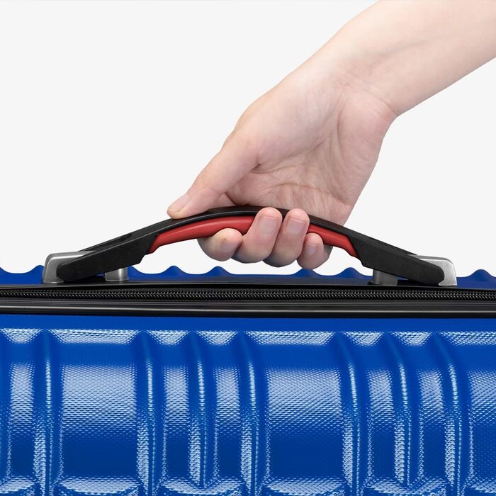 Набір валіз ABS S-M-L-XL з кодовим замком та телескопічною ручкою, ролер для подорожей, ручна поклажа (Блакитний)