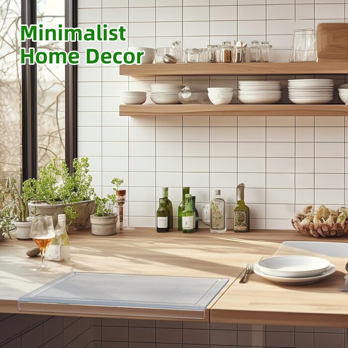 Акрилове обрізне дощечка SUBAER для кухні, прозоре, з жолобом для соку, 43.2 x 34 см, 8 антиковзних накладок