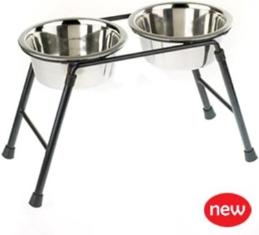 Подвійний годівниця для тварин Classic Pet Products з нержавіючої сталі, 1600 мл x 2, висота 300 мм, VIT-36757 (4000 мл)