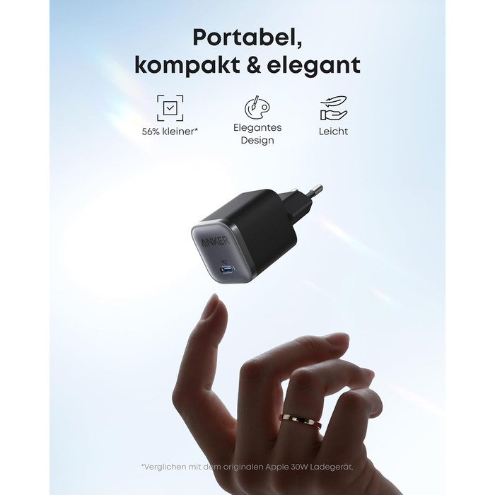 Anker Nano 45W USB-C Зарядний пристрій: Компактний мережевий адаптер для швидкої зарядки iPhone 17/Pro/Max, MacBook, Pixel, iPad, Samsung Galaxy (з кабелем 1.8м, чорний)