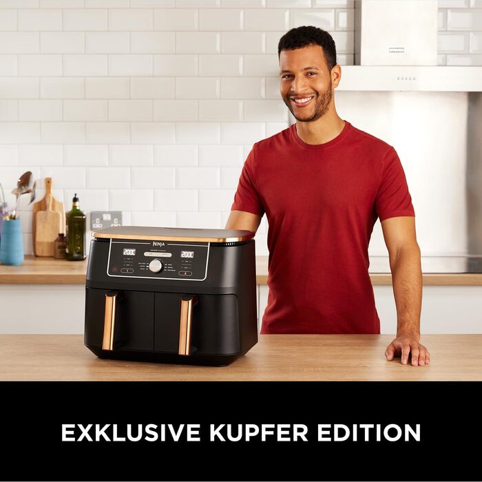Ninja Foodi MAX Dual Zone Air Fryer - 9.5L, 6-in-1, Copper/Black - AF400EUCP