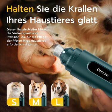 Електричний точило для кігтів домашніх тварин Mcbazel для котів та собак, тихий точило для собак з LED-підсвіткою, регульований з 5 швидкостями, точило для кігтів, алмазний шліфувальний диск