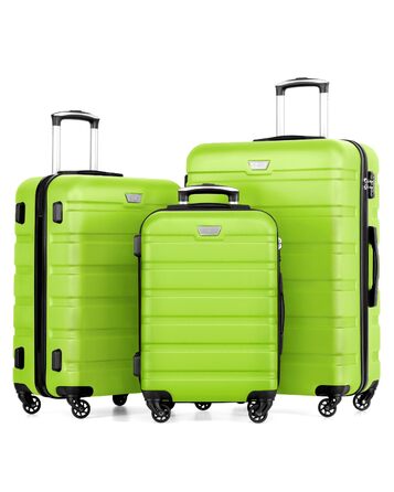 Набір валіз COOLIFE 3 шт. (M, L, XL) з ABS+PC, зелений, з TSA замком та обертовими колесами