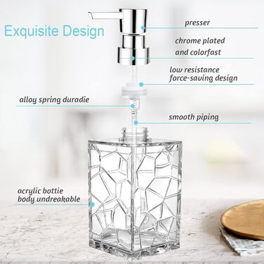 Набір диспенсерів для мила та рідин 2 шт, 320 мл, акрил, для кухні та ванної кімнати, безбарвні
